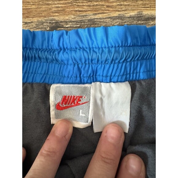 VINTAGE Nike Track Pants Mens L Gray Swoosh Track Jogger Baggy 90s - Picture 2 of 7